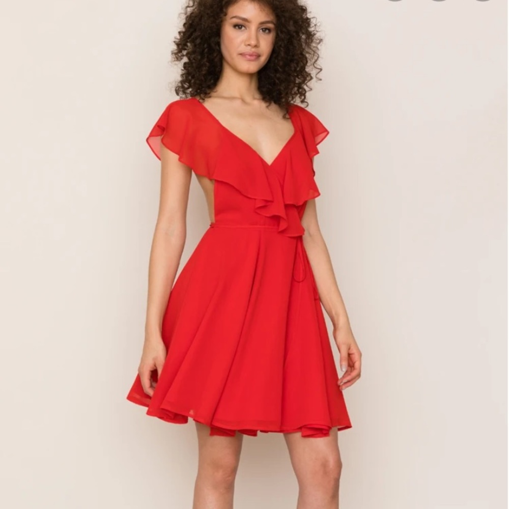 NWT Yumi Kim Fiesta Ruffled Wrap Dress in red size L